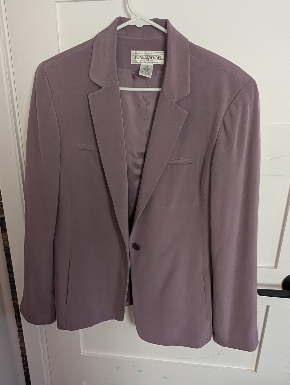 100% Silk Jones Wear Mauve Single-Button Blazer